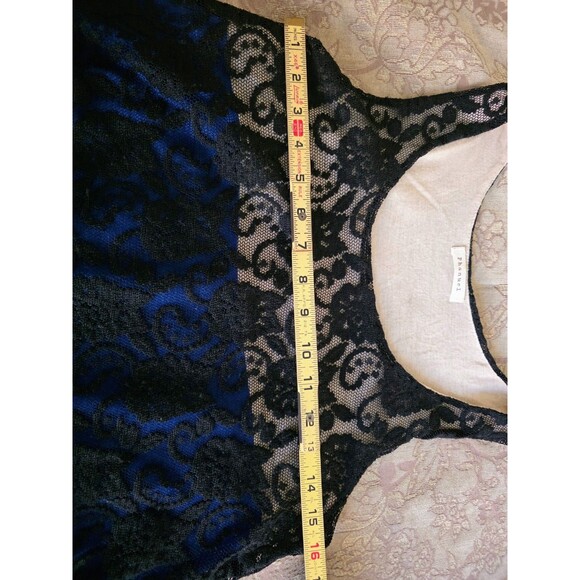 Phanuel Sleeveless Lace Overlay Top Black Nude Blue Layered Tank Small - Picture 6 of 6